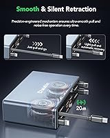 Vista 6 de Cargador USB C retráctil 8 en 1, concentrador de estación de carga rápida USB Gan de 105 W para múltiples dispositivos Apple Samsung, cargador