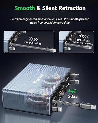 Miniatura 6 de Cargador USB C retráctil 8 en 1, concentrador de estación de carga rápida USB Gan de 105 W para múltiples dispositivos Apple Samsung, cargador