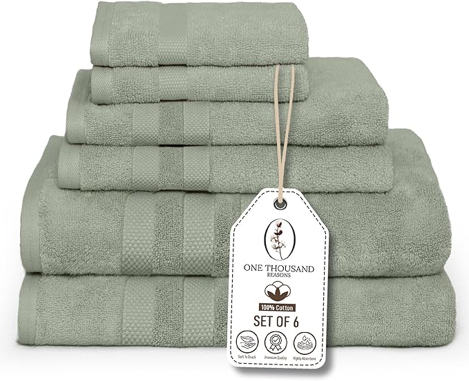 Premium Cotton Bathroom Towel Set (Sage Green)