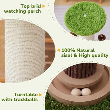 Woochpet 34 Tall Cat Scratching Posts,Heavy Duty and Thicker Cat Scratcher | Protect Furniture,Modern Boho Cat Post,For Indoor Cats,Interactive Cat Toys