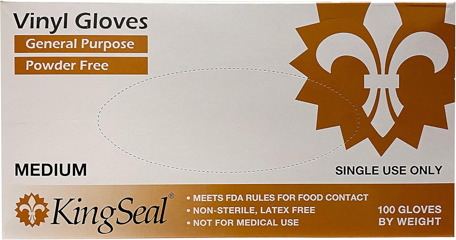 KingSeal Vinyl Disposable Gloves, Powder-Free, 4 mil, Clear : Health & Household