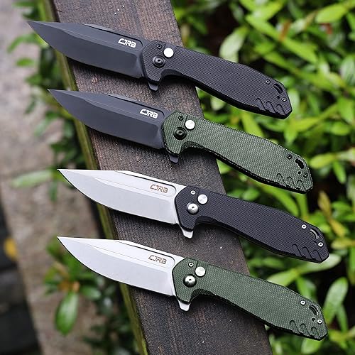 Miniatura 2 de CJRB CUTLERY Cuchillo plegable Riff (J1928) Cuchillo de bolsillo con bloqueo de botón para hombre, hoja de acero PVD AR-RPM9 negro y mango de