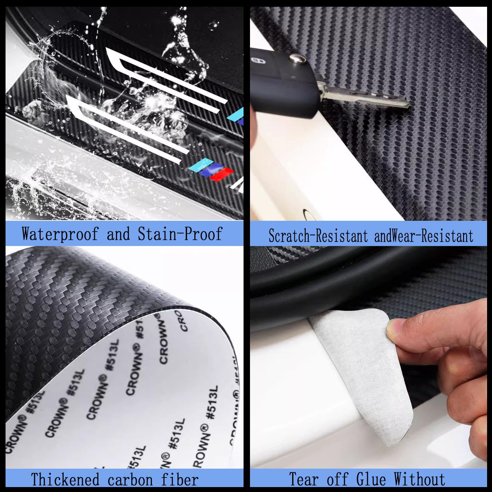 Generico 4 Pezzi Auto Fibra Di Carbonio Battitacco Sticker Per Honda