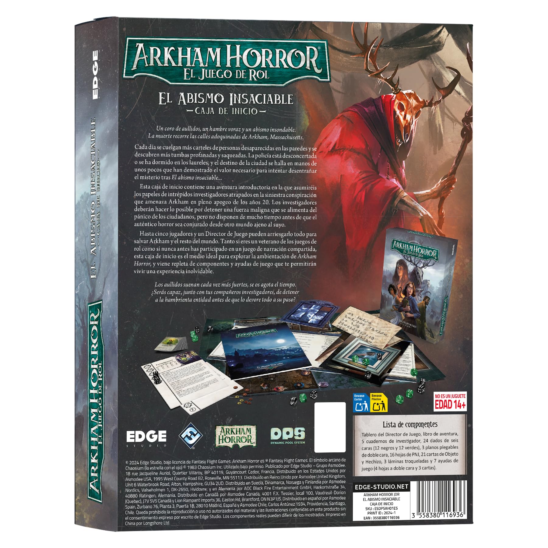 Asmodee Arkham Horror – Manuale Base Del Gioco Di Ruolo, Dai 14 Anni, 1-6 Giocatori, Partite Da 45 Min A 6 Ore, In Spagnolo