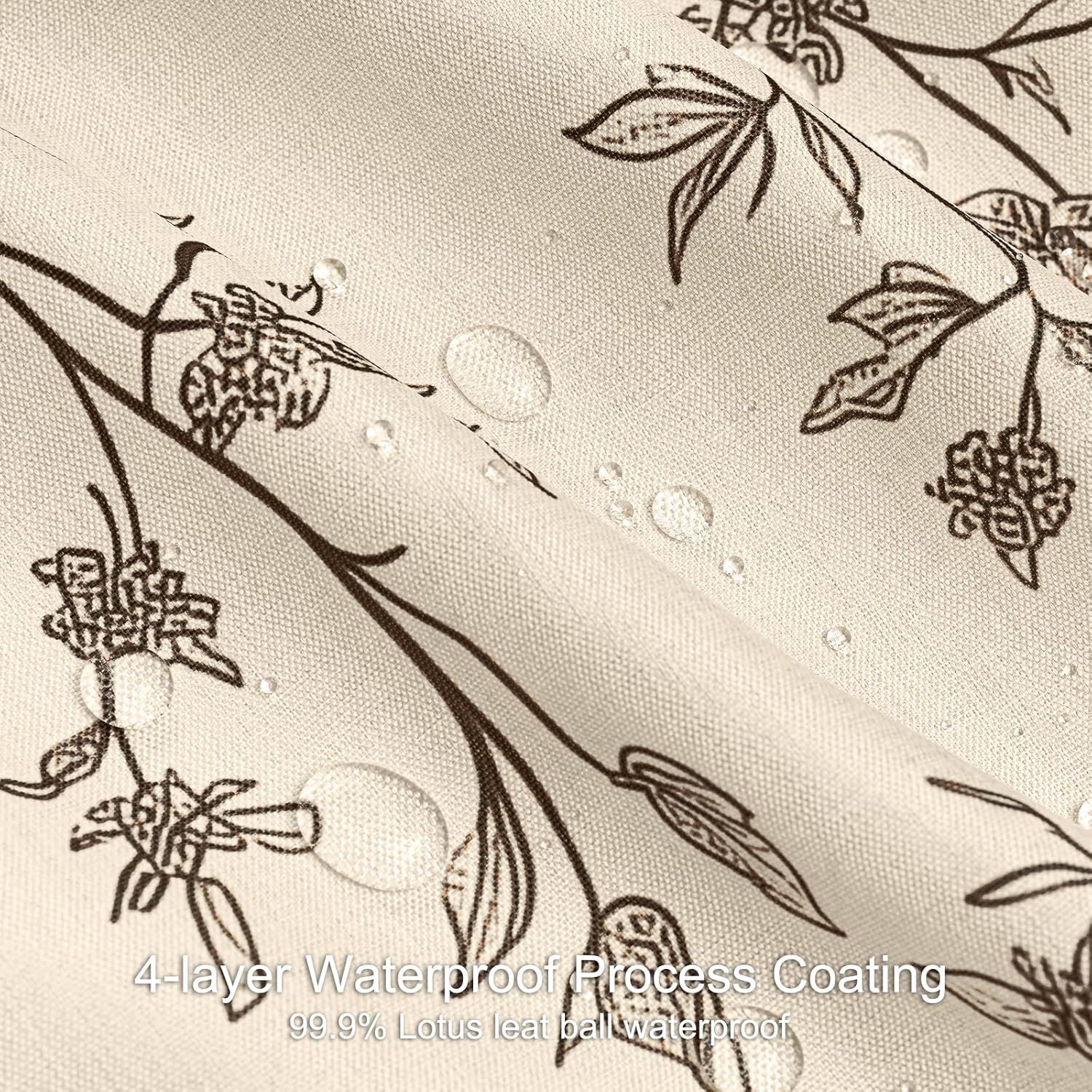 Brown Floral Shower Curtain Linen, Twiggy Leaves Flower Shower Curtain for Bathroom 72x72, Luxury Farmhouse Chic Bathroom Décor