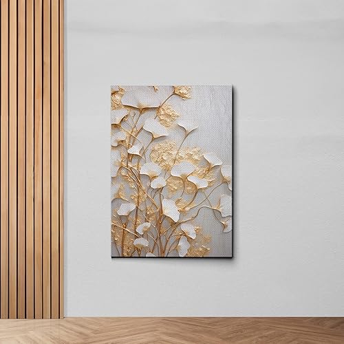 Miniatura 7 de Original Ginkgo biloba Print On Canvas, Modern Textured Gold Wall Art, Abstract Gold Leaves Print, Living room Wall Decor, Modern Wall Art, Print