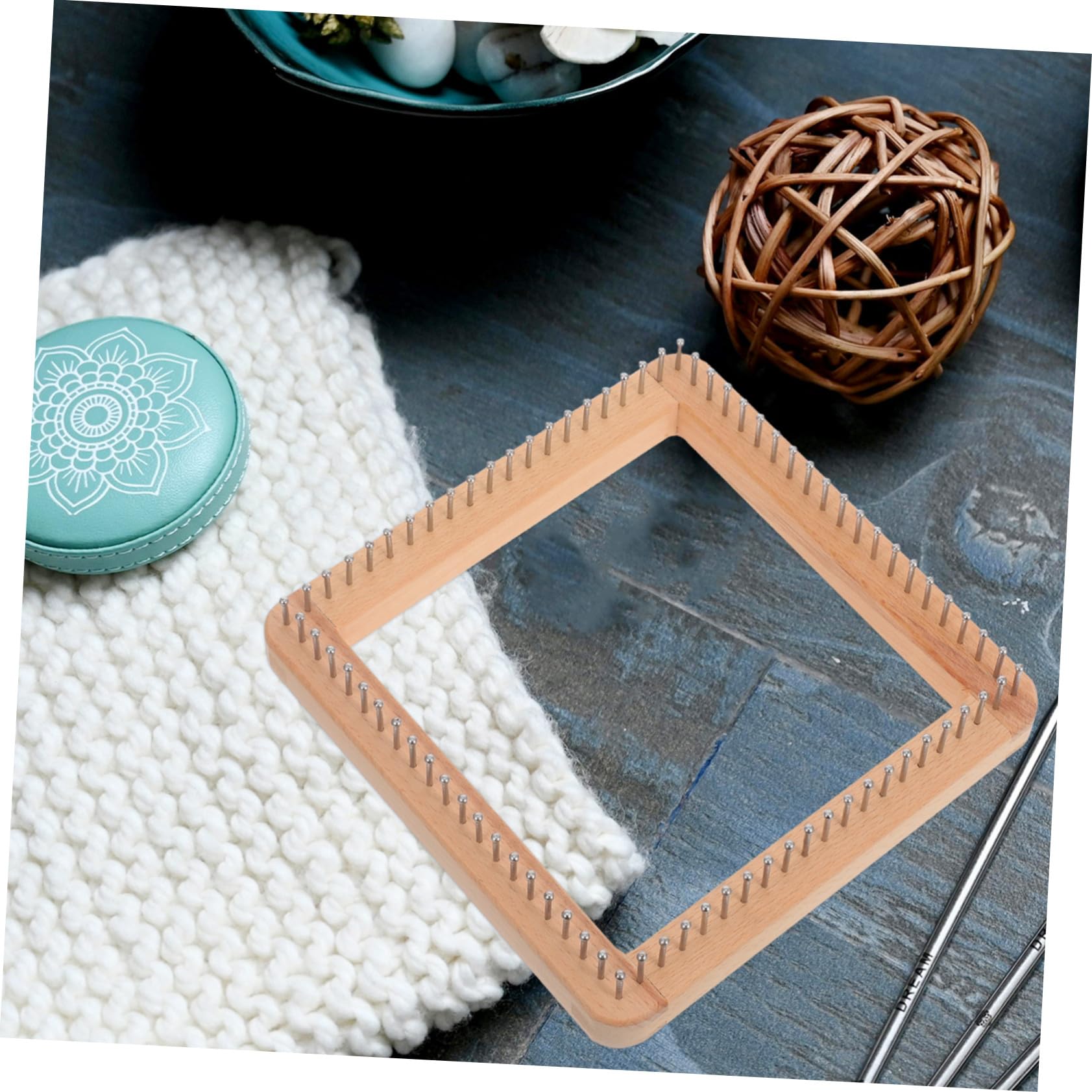 Herramienta de Telar de Madera para Tejer Manual DIY Tabla Cuadrada para Bufandas Gorros Chales y Mantas Máquina de Tejer Artesanal Versátil y Duradera