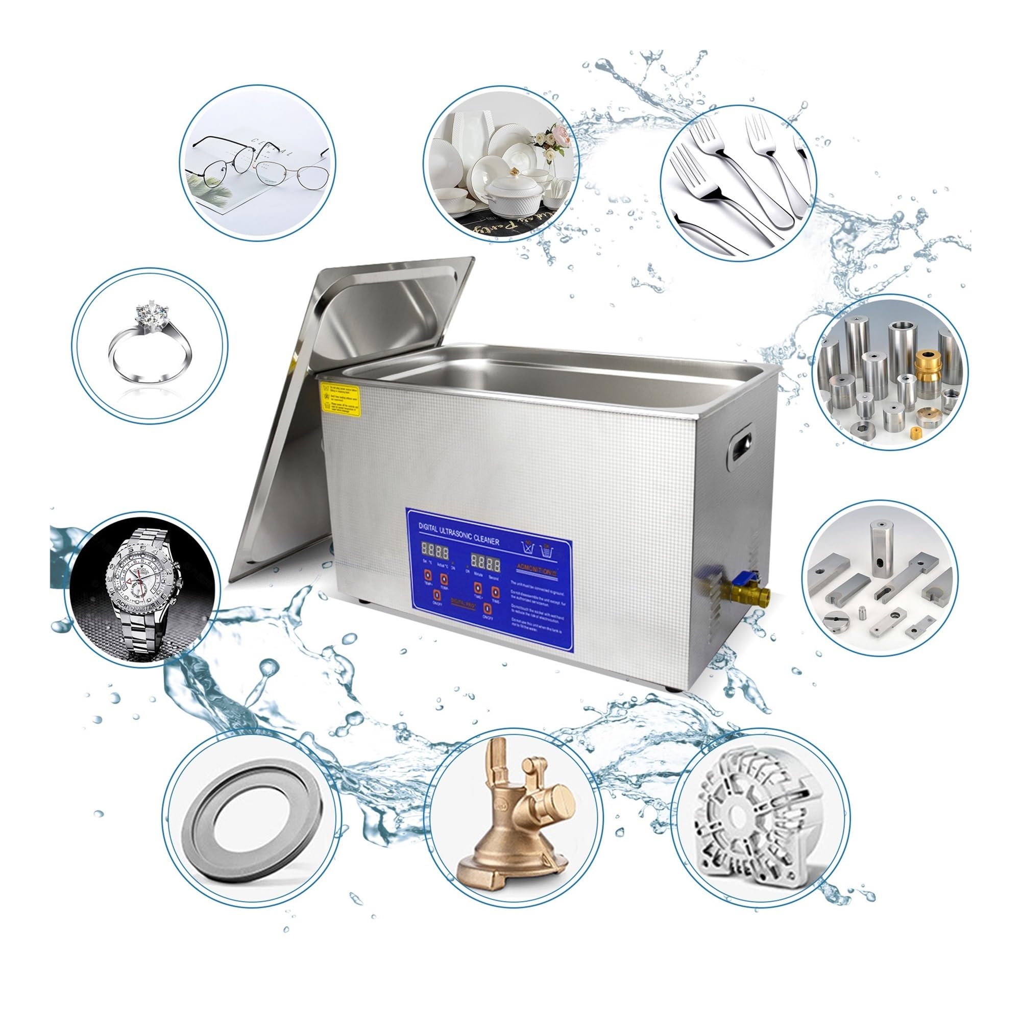 Ultraschallreiniger 2L 60W Ultraschallreinir Ultraschallbad Ultra-Reinigungsmaschine for Uhren Haushaltsräte