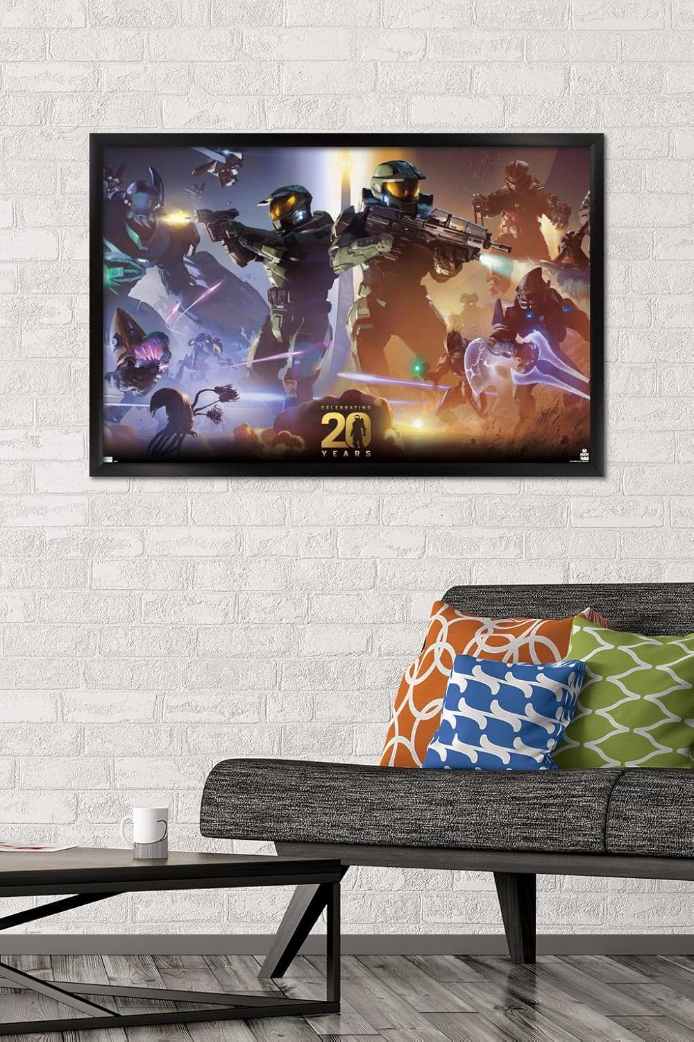 Halo - 20 Years Wall Poster, 34L" x 22.4W", Black Framed Version
