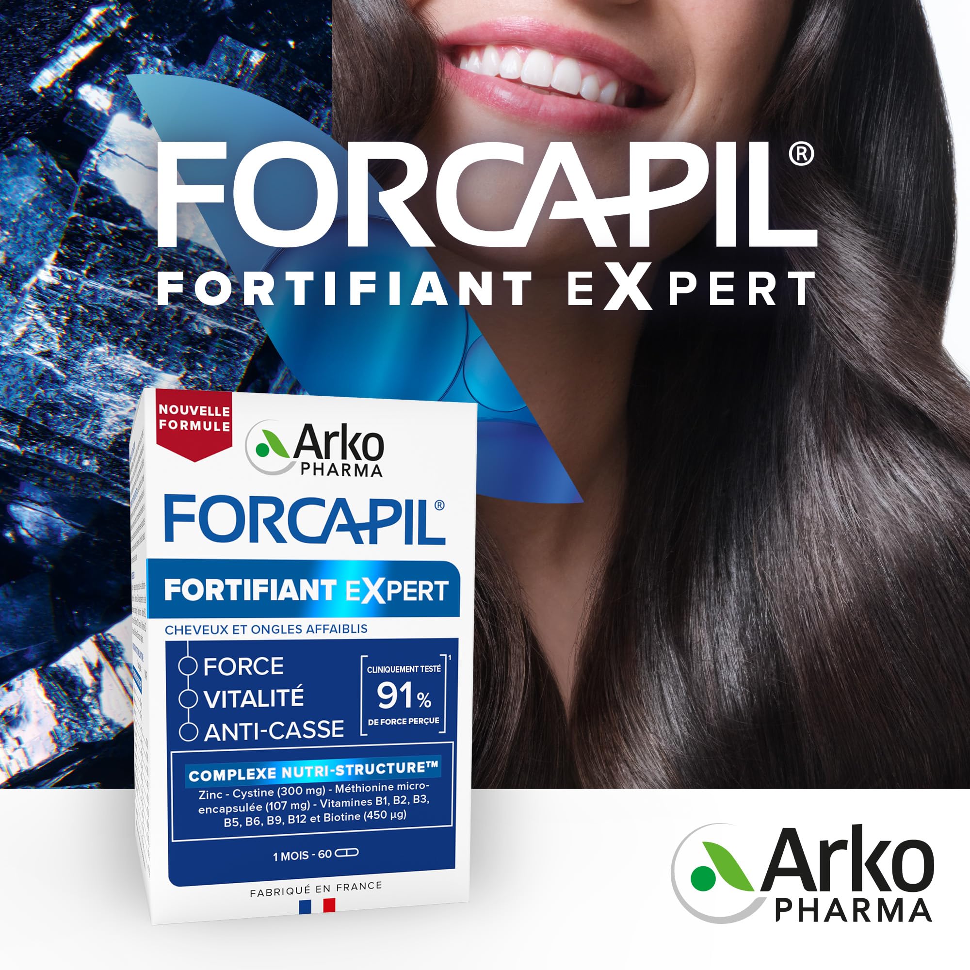 Arkopharma - Forcapil Fortifiant - Cheveux et Ongles - Complément alimentaire pour cheveux et ongles - Renforce la fibre capillaire - Cure de 4 mois