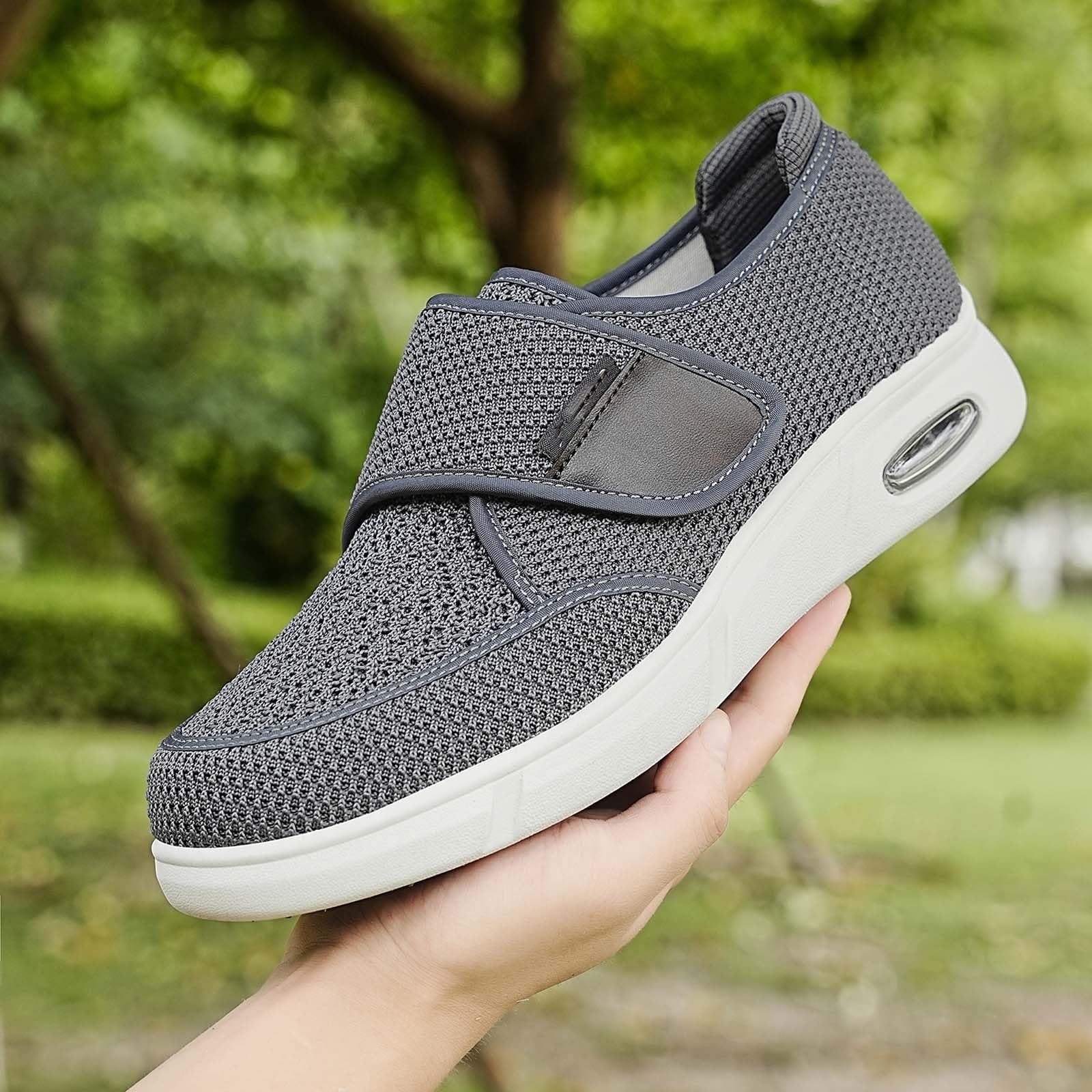 Kapcie Buty dla diabetyków dla mężczyzn Bardzo szeroka szerokość Ortopedyczne regulowane zapięcie Trampki do chodzenia Lekkie antypoślizgowe tenisówki z amortyzacją podbicia łuku
