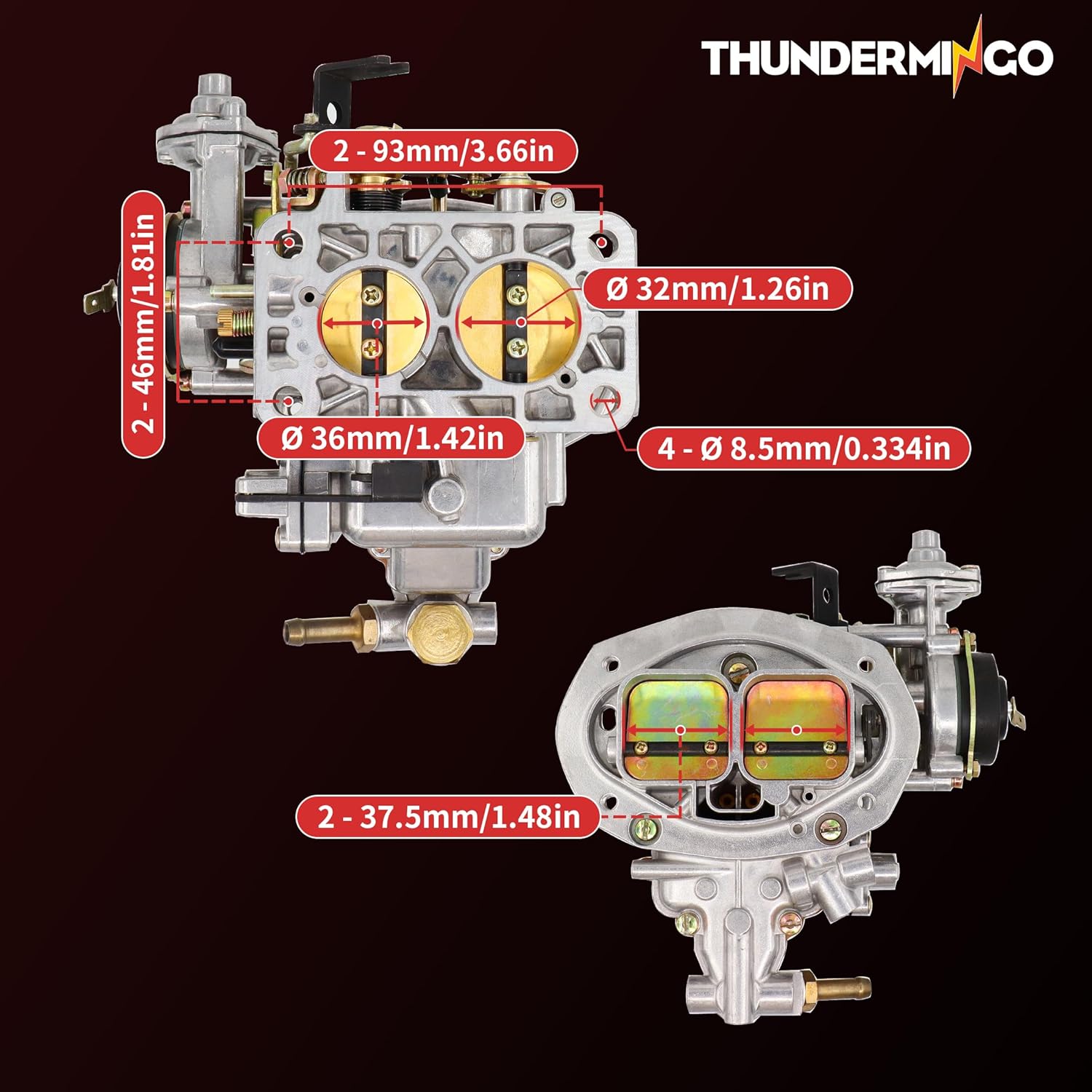 New 2 Barrel Carburetor for Weber 32/36 DFEV carburetor FIAT 124/131 carb replace for VW Bug VW bus 1976-1983 Dodge Mazda B2600 arrow sedan pickup Caravan chevette 2.0L 2.6L Engine with Electric Choke