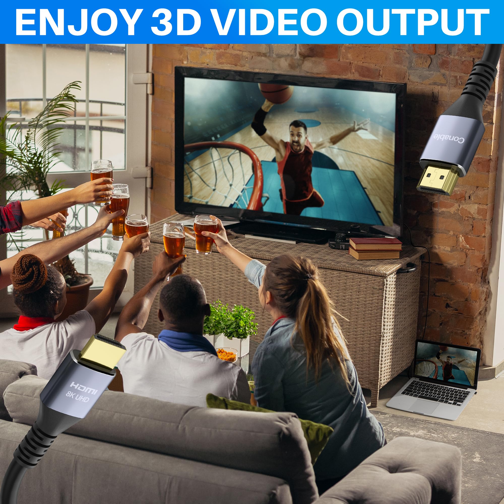 8K 60Hz HDMI 2.1 Cable de 25 pies
