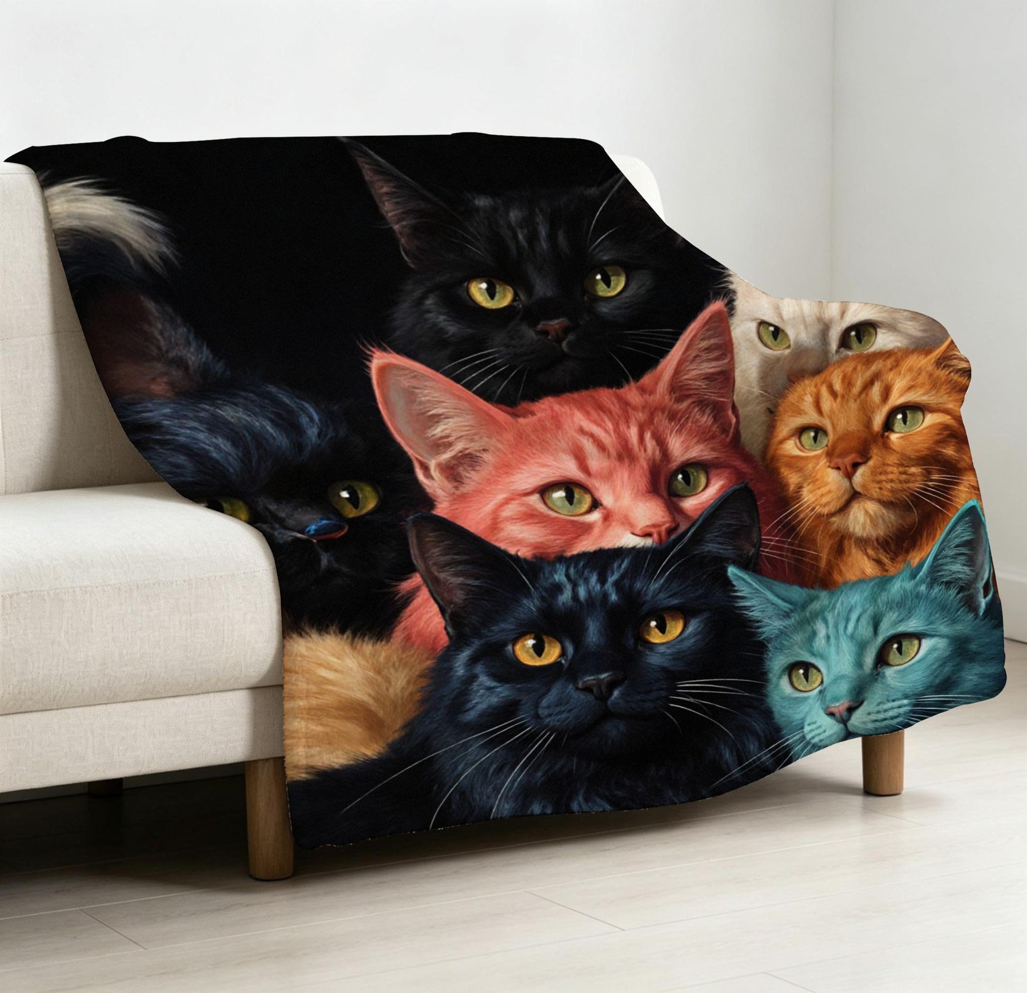 Coperta XXL 240x260 Gatto Animale Flanella Copridivano-A90 | Coperta Multiuso, Resistente Allo Sporco, Durevole e Leggero, per Divano Letto Tutta la Famiglia, Morbida Letto Matrimoniale