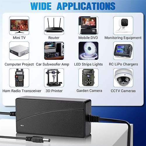 Miniatura 6 de Facmogu Adaptador de corriente CC de 12 V 3 A transformadores de 36 vatios CA de 100 a 240 V a CC de 12 V fuente de alimentación conmutada para