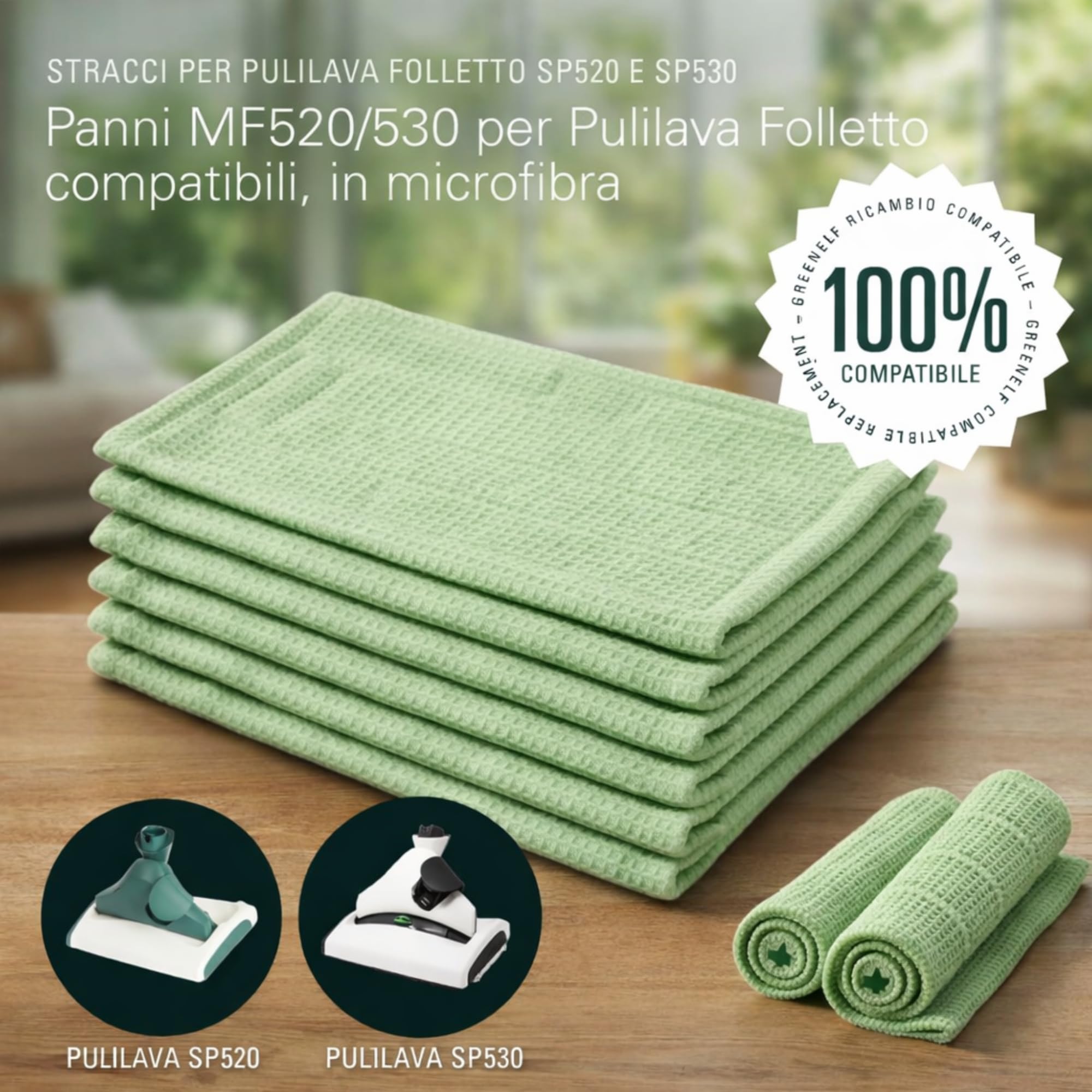 18 Panni Lavapavimenti Folletto - MISURA 100% COMPATIBILE: 31 x 17 cm - Panni Folletto Lavapavimenti Compatibili SP520/530 in Microfibra Lavabili e Riutilizzabili per Pavimenti Multisuperficie
