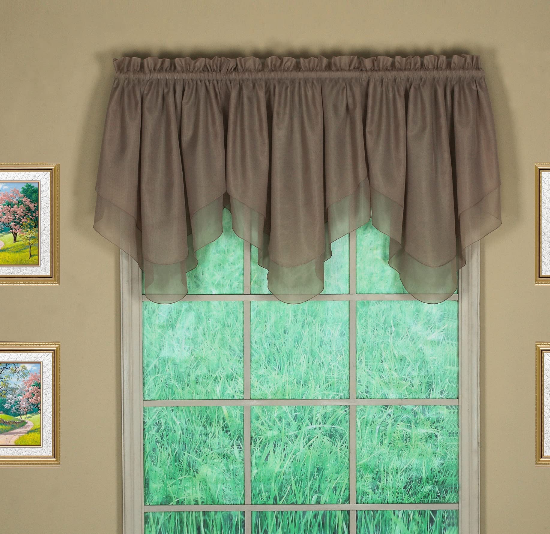 Today's Curtain Emelia Original Voile Ascot 25", Taupe, 40" W x 25" L, W 40" x L 25" (1 Panels)