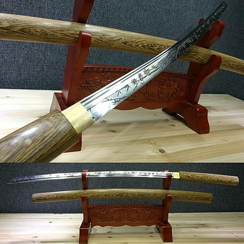 ZPGP Espada katana japonesa Shirasaya Samurai de espiga completa 9260 de acero de primavera afilada