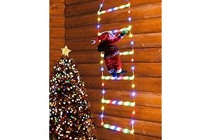 Luces Navideñas LED Decorativas con Escalera y Santa Claus