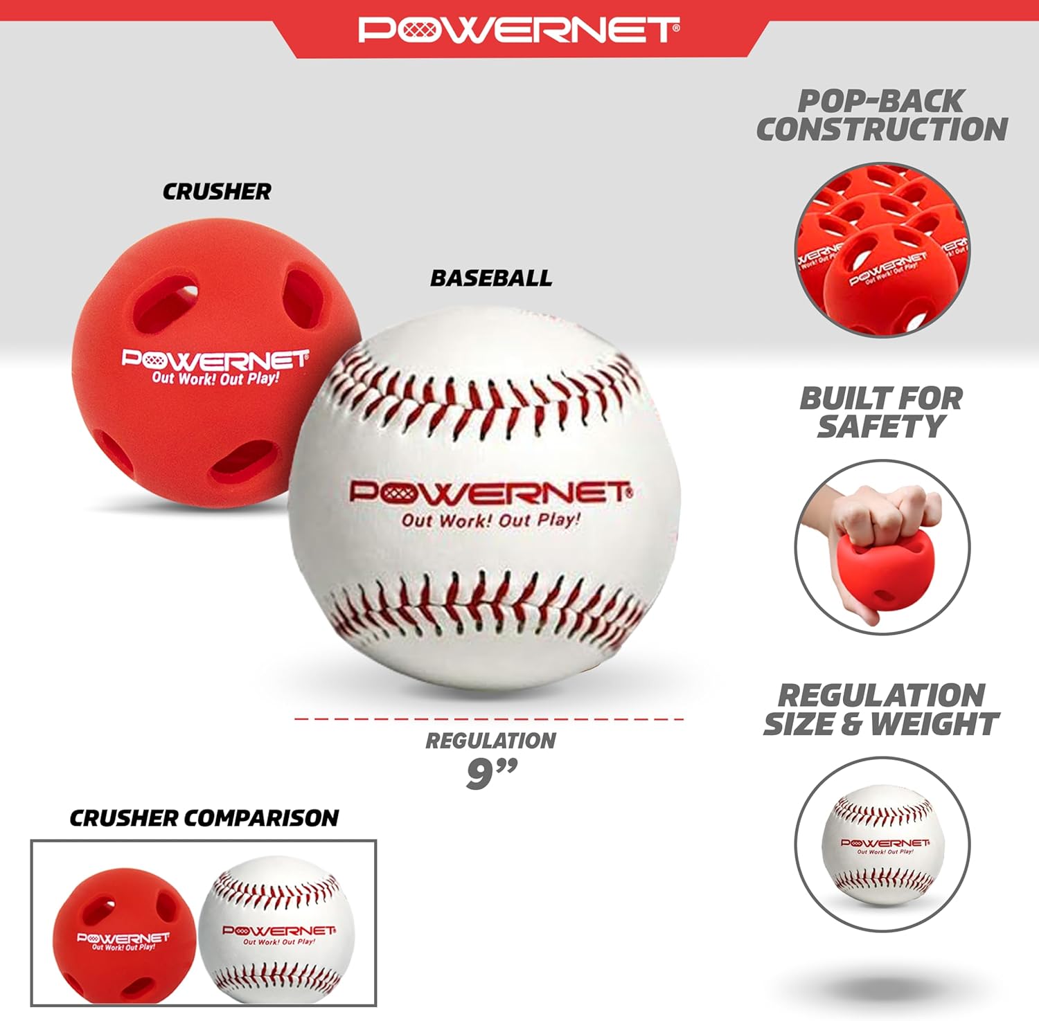 PowerNet Crushers & Weighted Balls, Softball Baseball Hitting Trainer for Improved Speed, Power & Coordination, Batting Practice Baseballs 24 Balls - Image 3