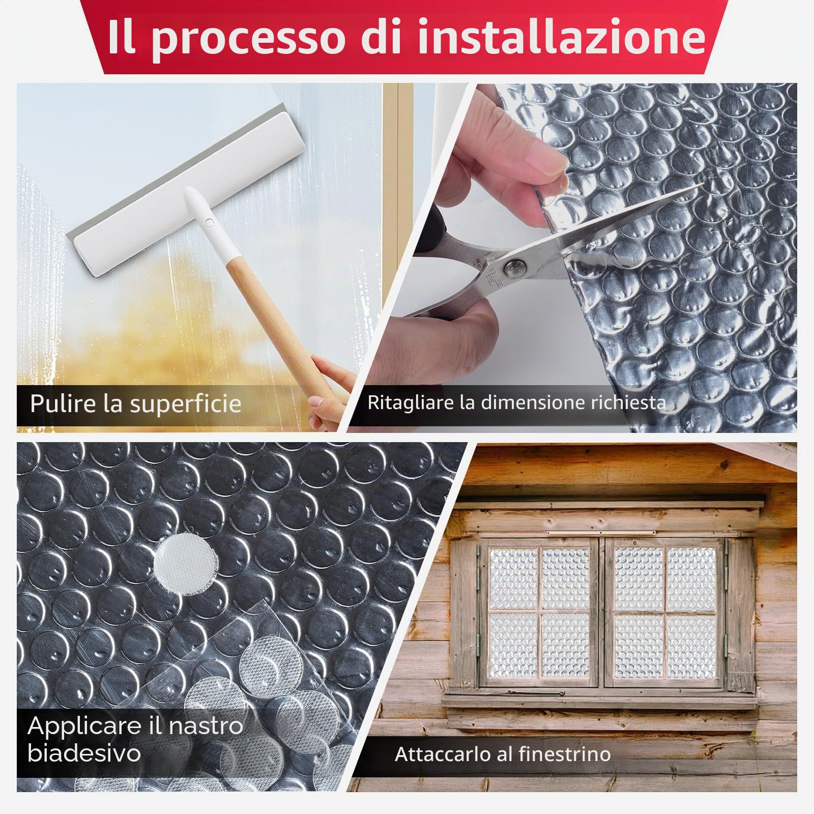 3mm Isolante a bolle riflettente, 121,9cm x 15,24m, Doppio foglio in alluminio, Per tutte le stagioni, ideale per finestre, Isolante Termico