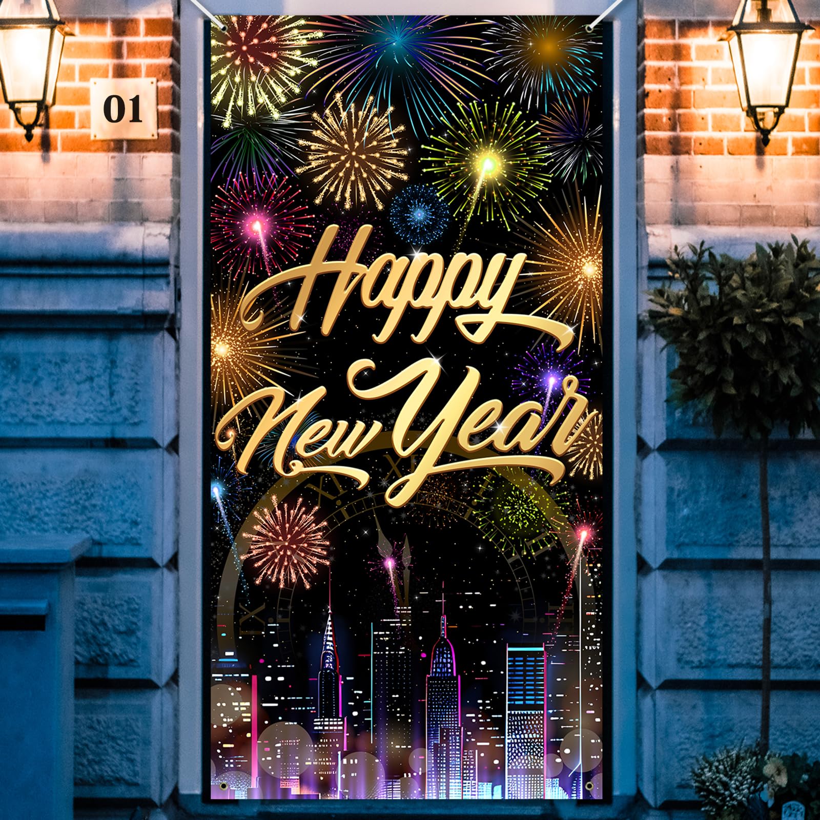 Avezano New Years Decorations 2026 Happy New Year Door Cover 2026 Nye Party Banner New Years Eve Party Supplies