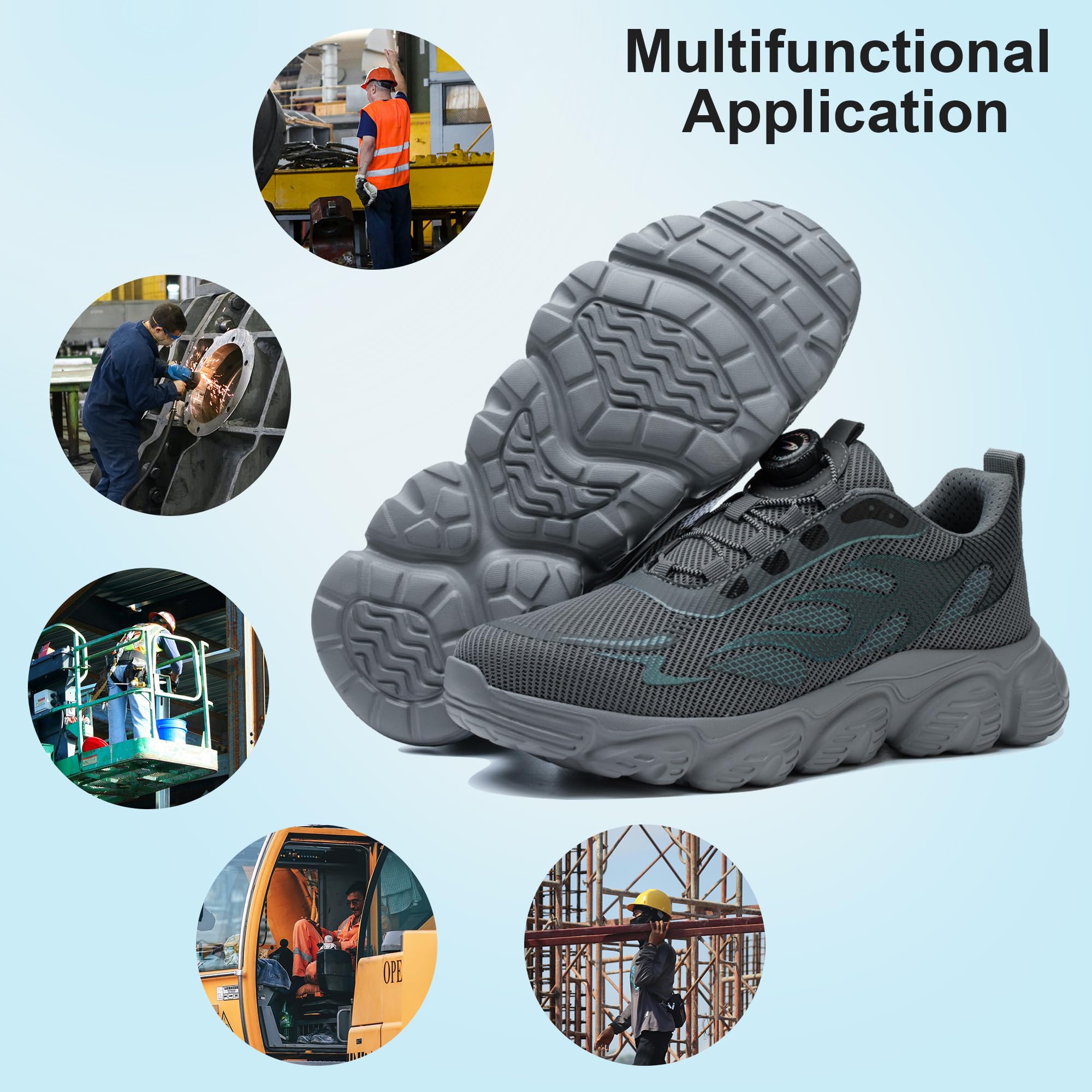 Mitudidi Bezpieczne Buty Unisex, Ochronne Obuwie Robocze, Stalowa Czołka, Antywłamaniowe, Przeciwko Ciśnieniu, Wytrzymałe, Czarne, Rozmiar EU 38-46