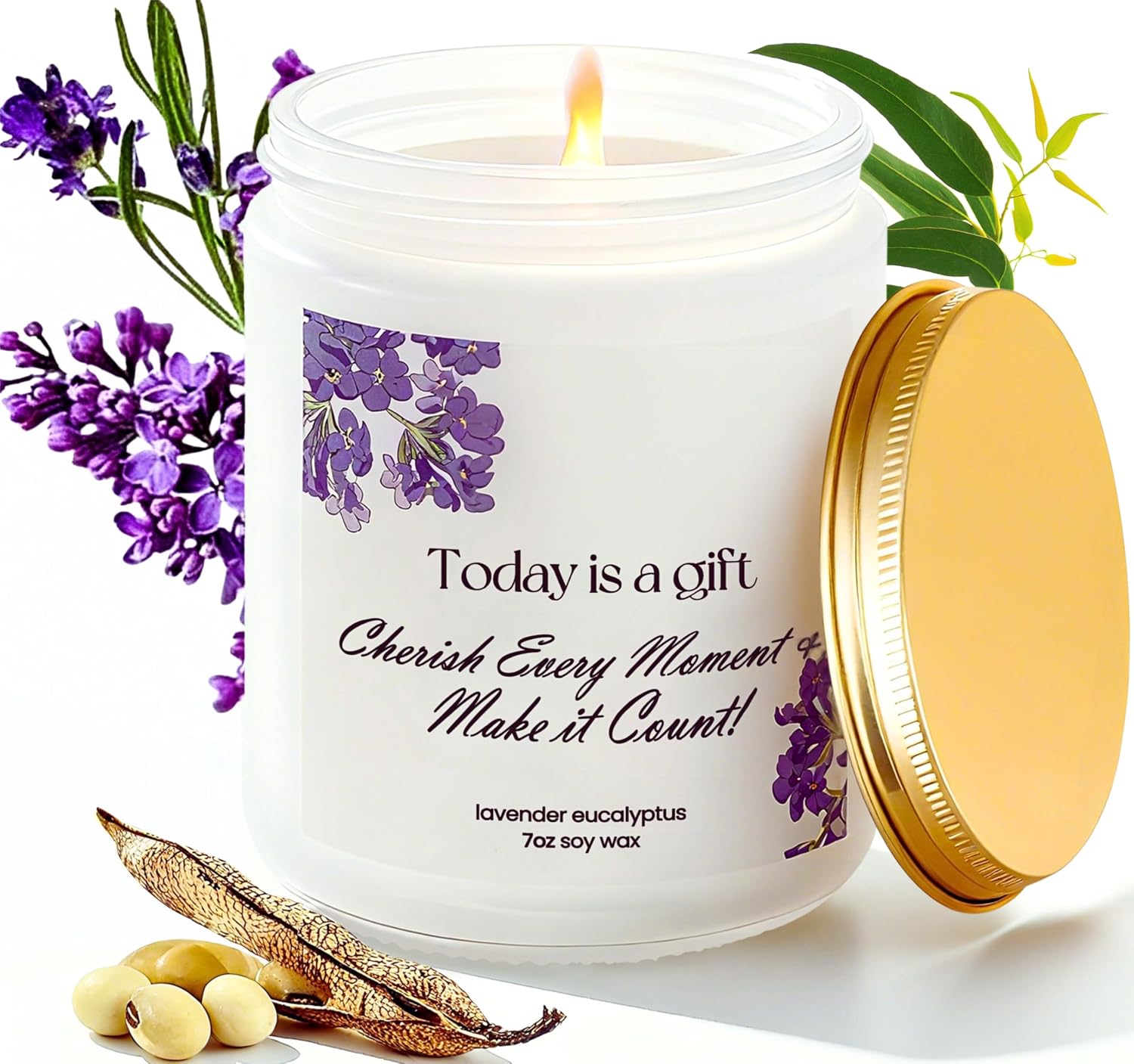 Lavender Eucalyptus Soy Candle 7oz – Relaxing Aromatherapy