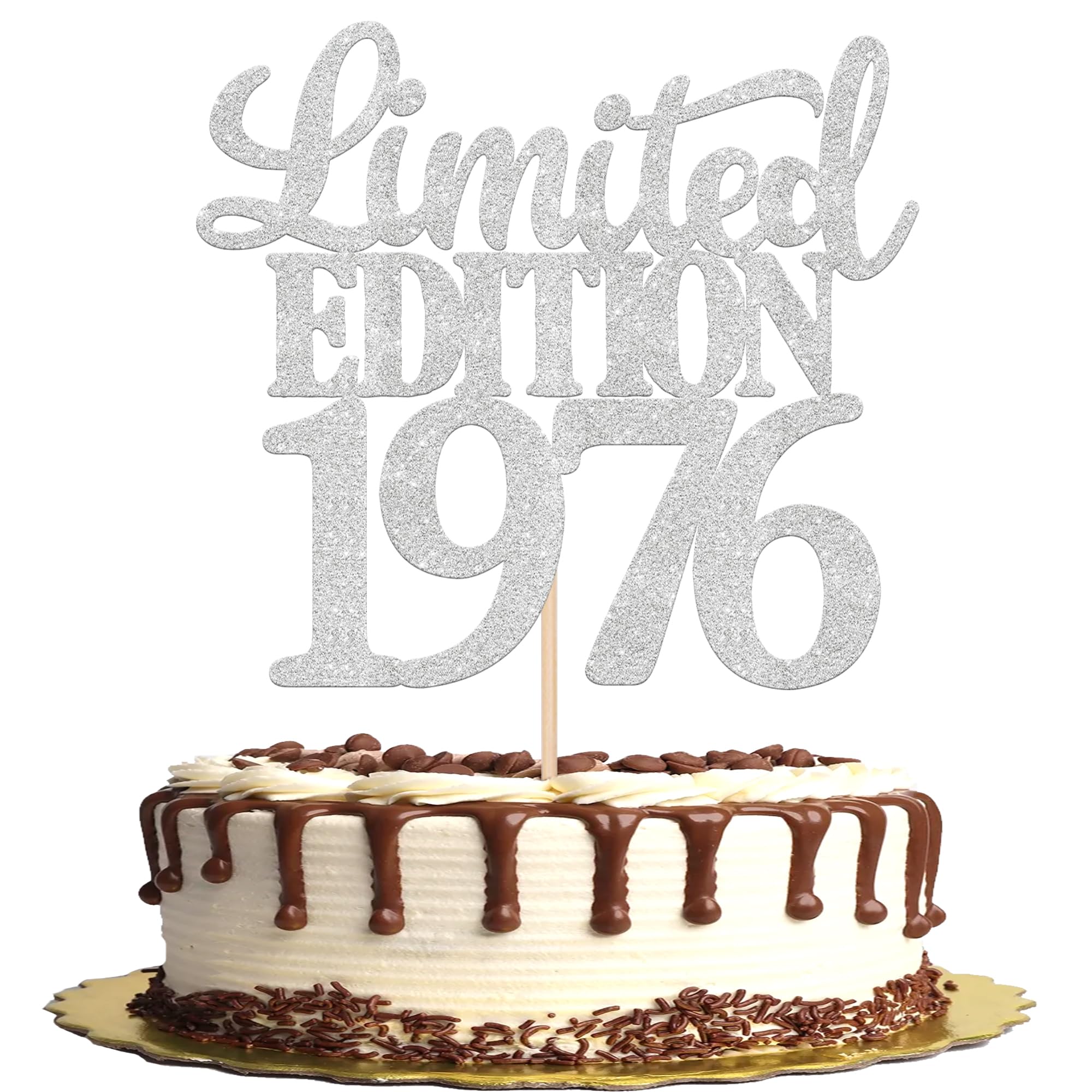 1 Stück Limited Edition 1976 Cake Topper Glitzer 50th Geburtstag Tortendeko Prost auf 50 Jahre 50 & Fabelhaft Kuchen Deko für Männer und Frauen Geburtstag Party Kuchen Dekoration Silber