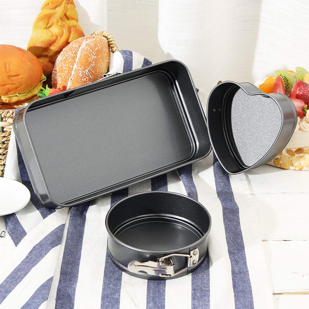 3Pcs Mini Bandeja Antiadherente Para Hornear Molde Para Hornear Bandeja Para Sándwich De Molde Para Hornear De Cocina - Gris