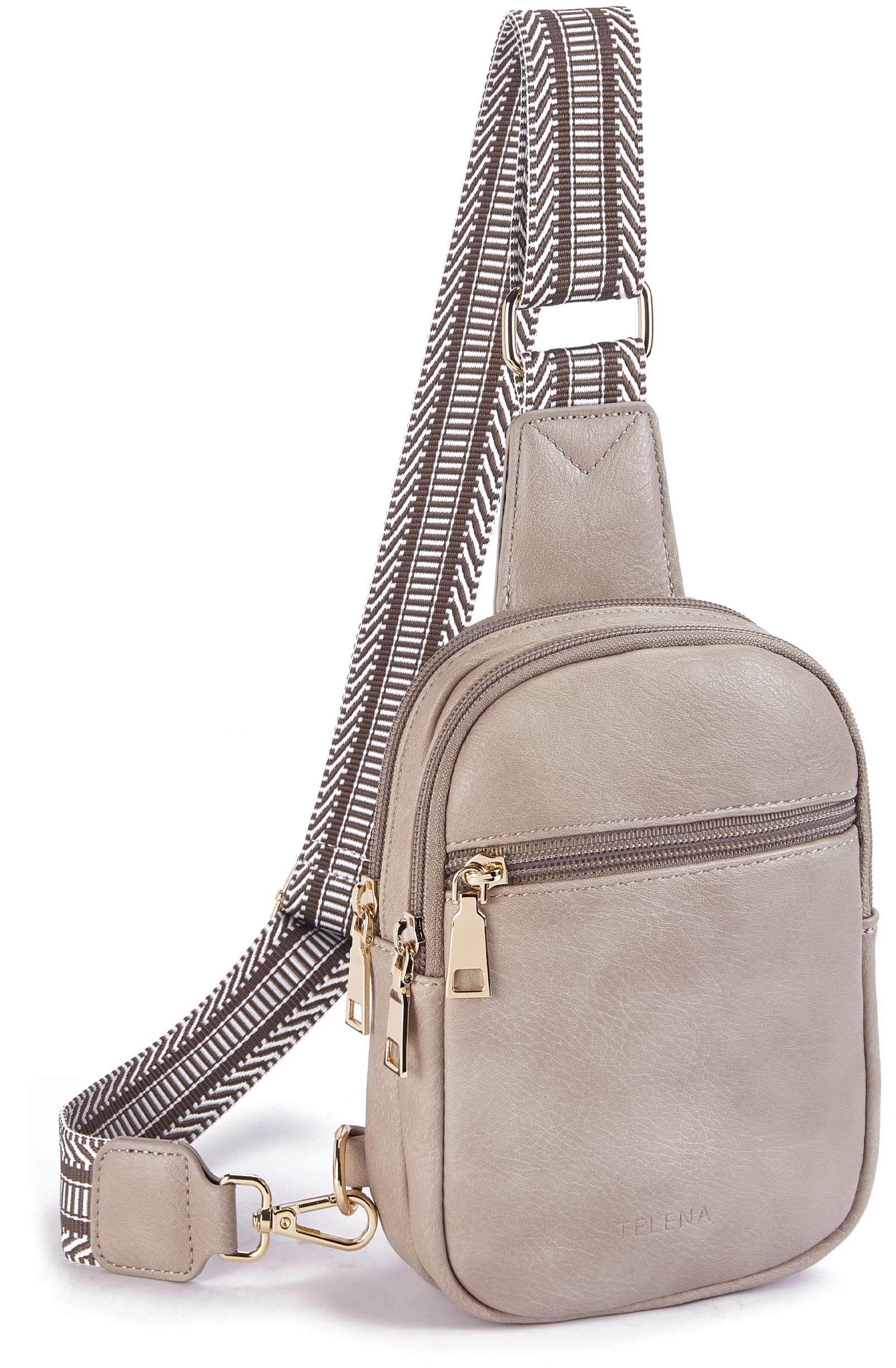 Telena Small Sling Bag for Women Vegan Leather Fashionable Fanny Pack Crossbody Bags for Women Chest Bag for Travel Cloud Grey