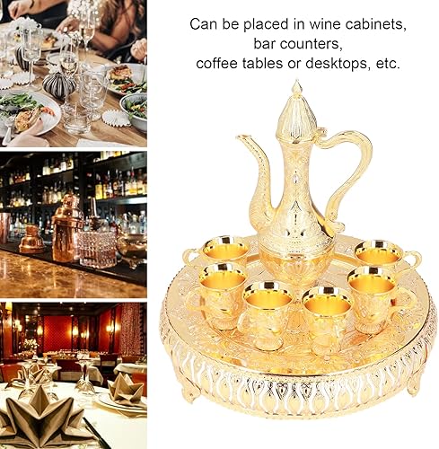 Miniatura 7 de Juego de té turco vintage juego de cafetera turca con 6 tazas de café decantador de vino dorado y vasos juego de tazas de café de cobre turco para