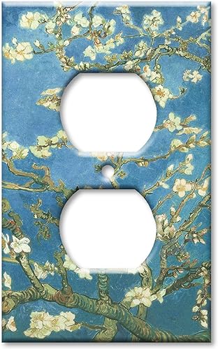 Miniatura 11 de Art Plates - Van Gogh: Placa de interruptor de flores de almendro - Doble palanca Double Toggle,Tapa para enchufe,Combo: salida/balancín,Combo