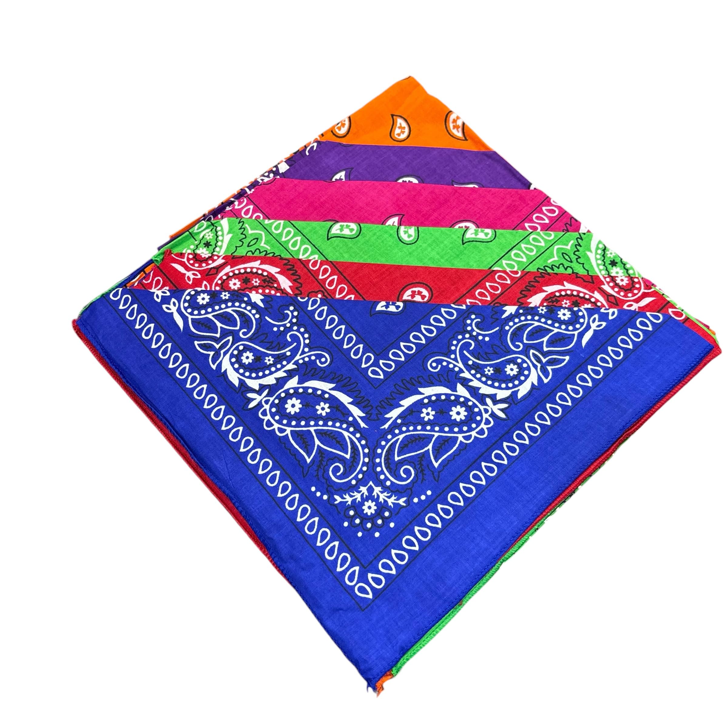 the bandunies CUnisex olourful Bandana, Set of 6, 52 cm x 52 cm, Blue, Green, Red, Orange, Purple, Pink-picture-52