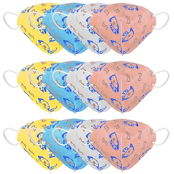 Shocknshop Non Woven Kids N95 Printed Face Mask With 4 Protective Layers For Children Up to 14 Years - Pack of 12, Multicolor (MSK19)