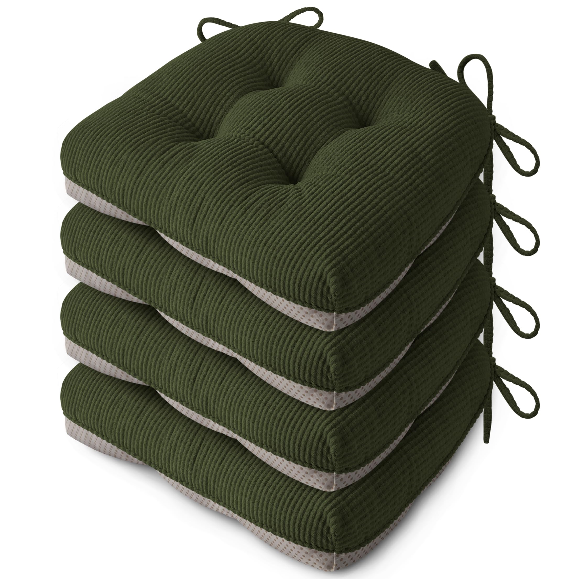 FlyGulls Seat Cushions for Dining Chairs Set of 4, 46X42X8cm, Dark Green — image 1