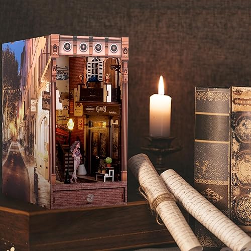 Miniatura 6 de Tzgsonp Kit de bricolaje para rincón de libros, kit de construcción de modelo de casa de libros mágicos, casa de muñecas para estantería, callejón