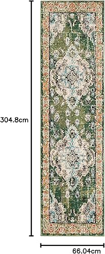 Miniatura 442 de Safavieh Tapete de área grande, colección Monaco, 11 pies x 15 pies, azul marino y celeste, diseño desgastado de medallón, no desprende pelusa