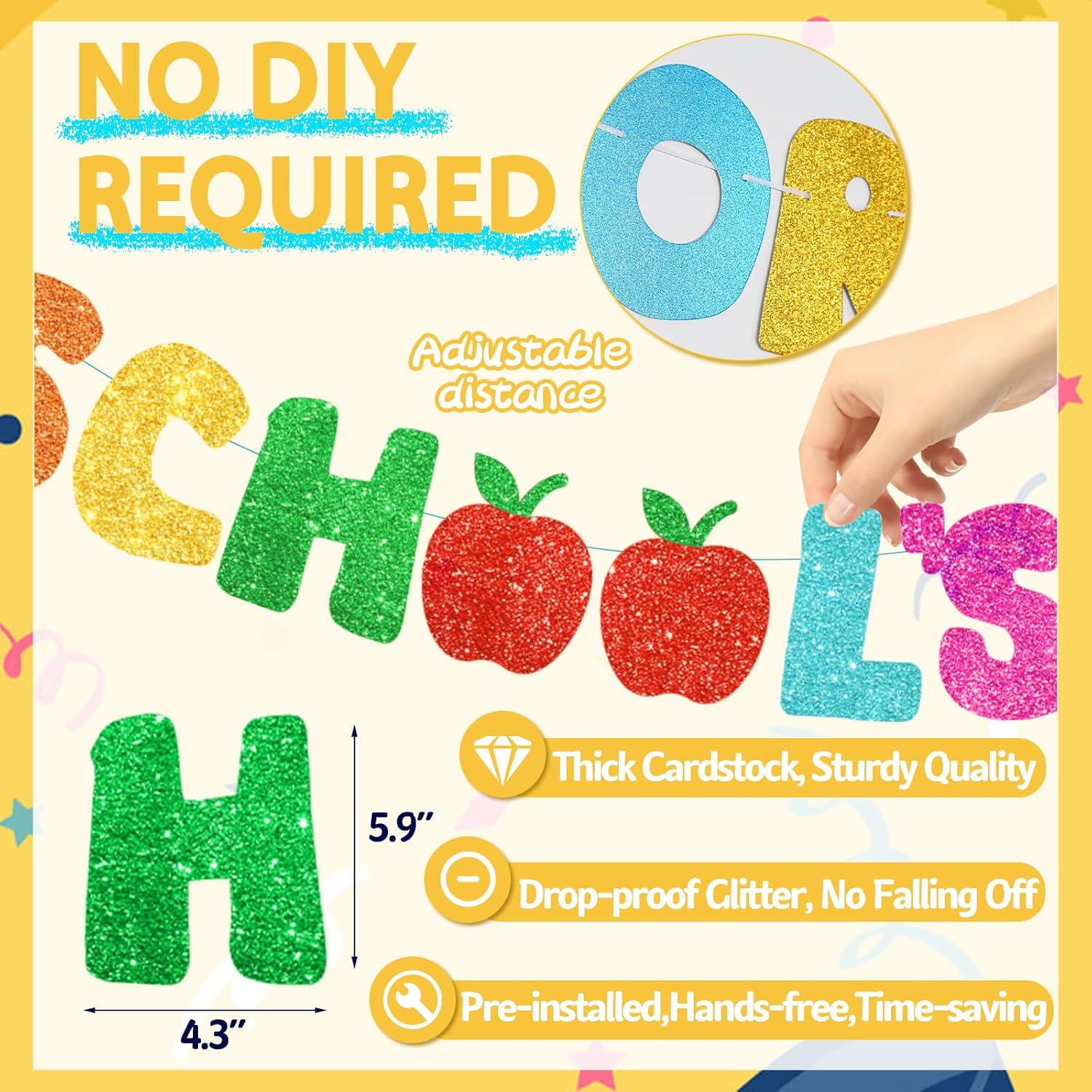 4PCS Pre-Strung School's Out for Summer Banner, NO DIY School's Out for Summer Decorations Include Last Day of School Banner Circle Garland for Kids Boy Girl Summer Beach Pool Party Supplies