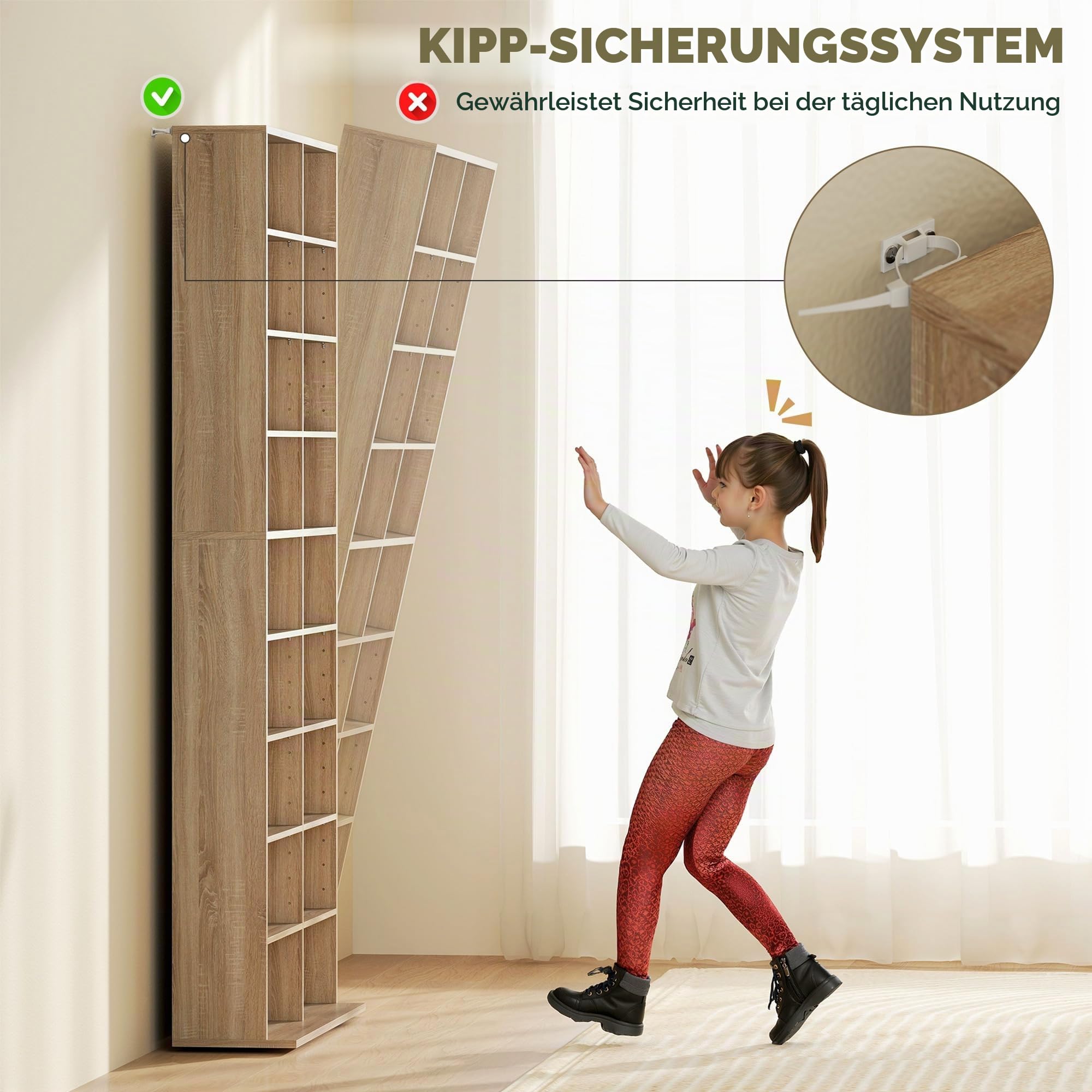 HOMCOM CD- und DVD-Aufbewahrung, Multimedia-Aufbewahrungsmöbel, max. Kapazität 640 CDs/360 DVDs und 430 Blu-ray, 18 Fächer 14 verstellbare Regale, für Wohnzimmer, Schlafzimmer, 78,5x24x175cm,