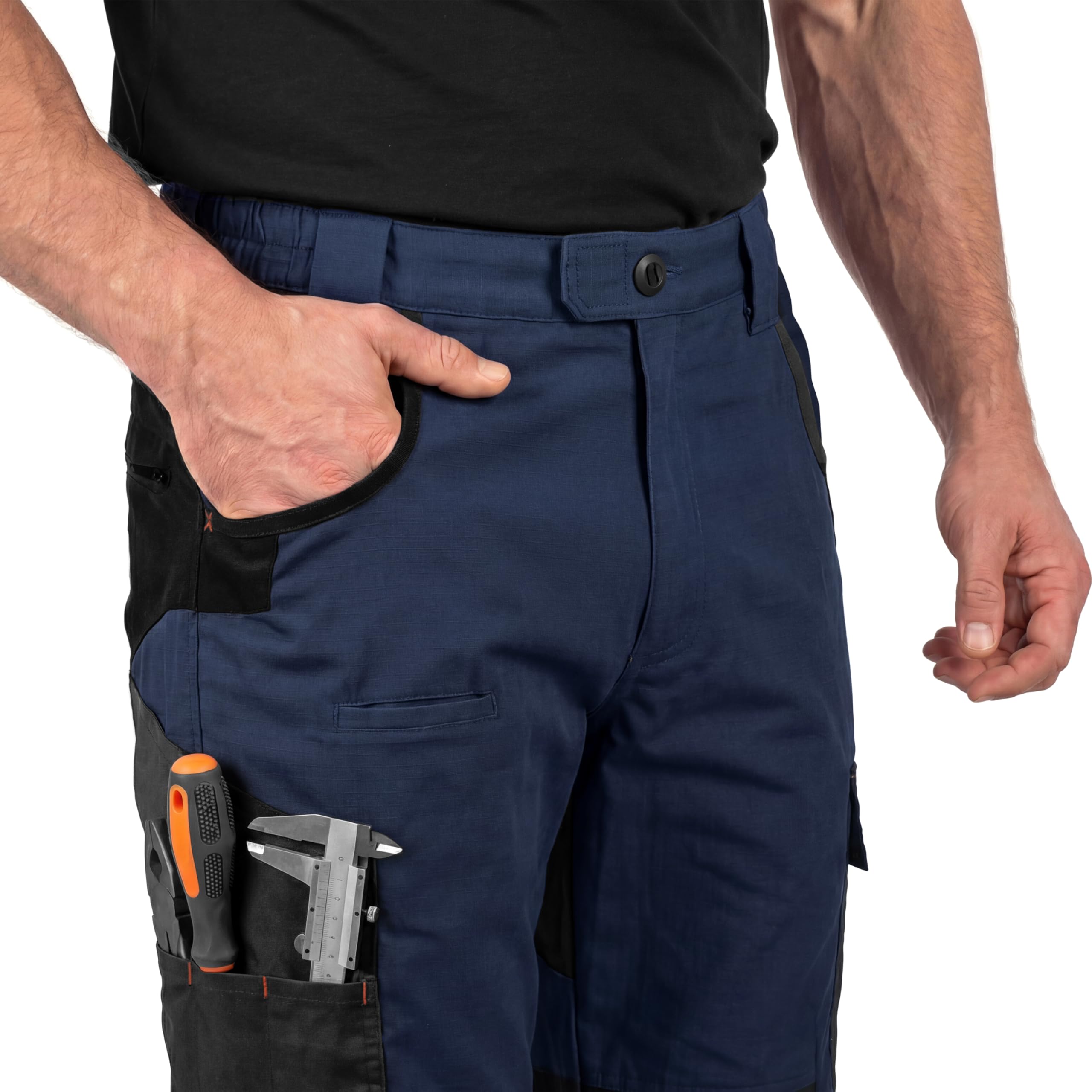 ACE Constructor Pantaloni da Lavoro ibridi Lunghi da Uomo - Pantaloni Cargo Outdoor con Cordura ed Elastico Elasticizzato per Uomo - 44 a 66