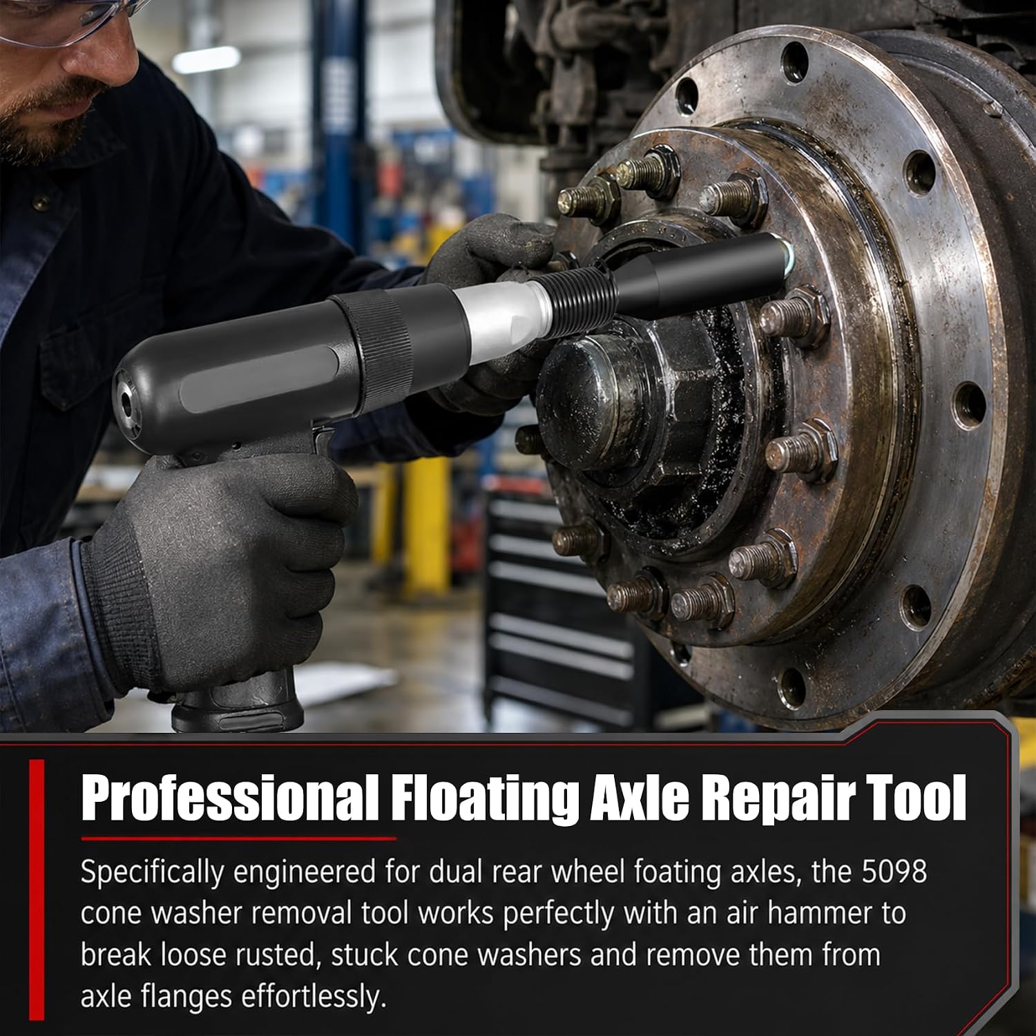 5098 Cone Washer Removal Tool, Cone Washer Removal Adapter for Dual Rear Wheel Floating Axles, Heavy Duty Axle Flange Extractor