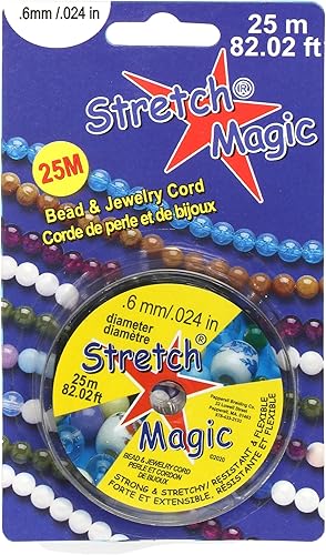 Miniatura 8 de Stretch Magic Cordón elástico para cuentas, color negro, 0.024 in de diámetro, 82.0 ft (82 pies), cuerda fácil de anudar, fuerte y elástica para