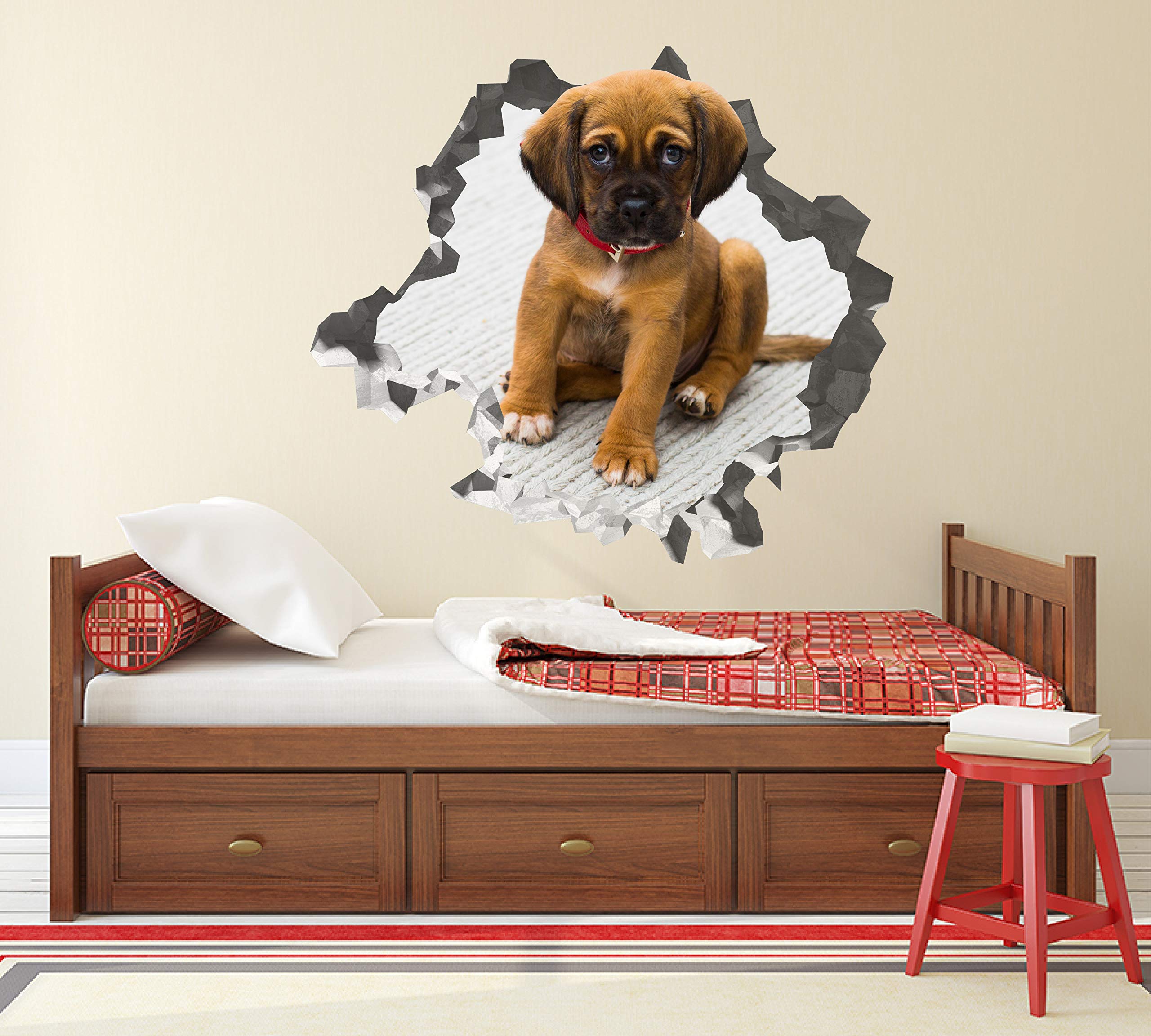 Cachorro Boxer Pegatina - Calcomania Animales - Decoración de Cuartos Niños - Sticker de Cachorro - Decoración Infantil - JS356 (Gigante: 127 cm x 117 cm)