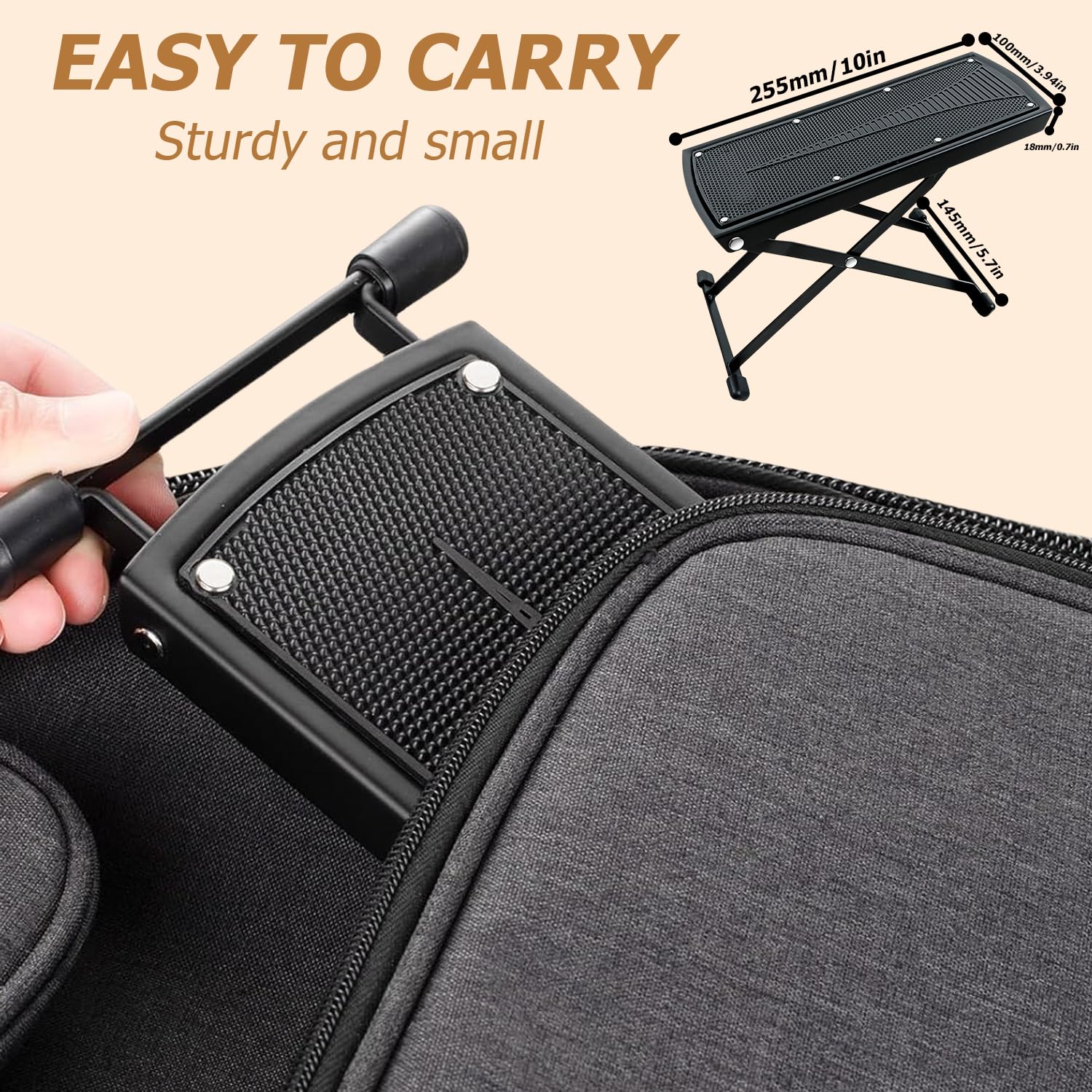Reposapiés ajustable para guitarra: reposapiés de guitarra estable, reposapiés plegable con base de goma antideslizante, silla de pie en 6 niveles de altura ajustable para guitarristas, niños,