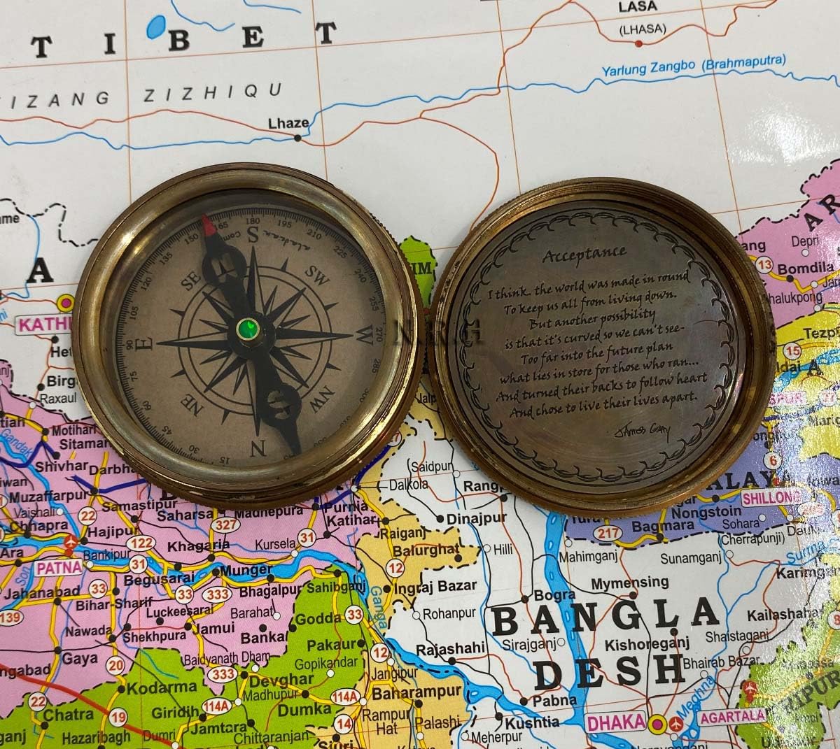 Bussola antica tascabile in ottone, 7,6 cm, regalo speciale per compleanno e festa dei bambini