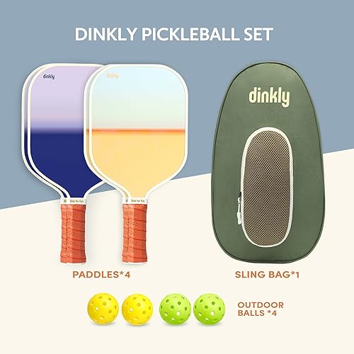 Vista 144 de Juego de 2/4 palas de pickleball aprobadas por USAPA, raqueta de pickleball de grafito/fibra de vidrio, 2 raquetas de pickleball, 4 bolas y 1 bolsa