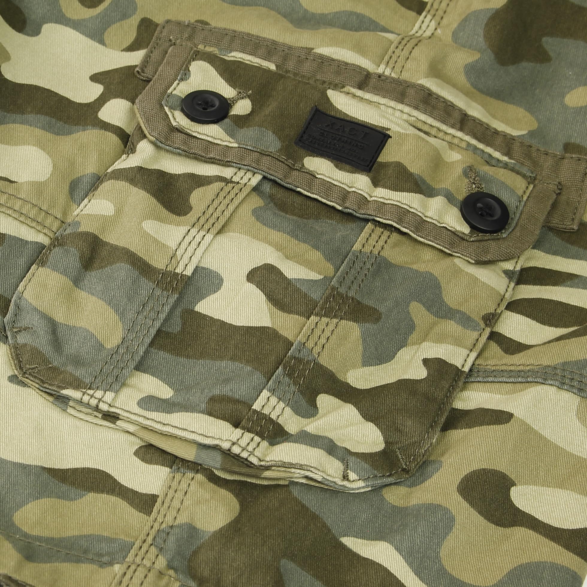 Xact Bermuda Cargo Homme Coton Twill, Short Multipoches Coupe Régulière, Entrejambe 28 cm, Décontracté Été Loisirs Voyage Quotidien