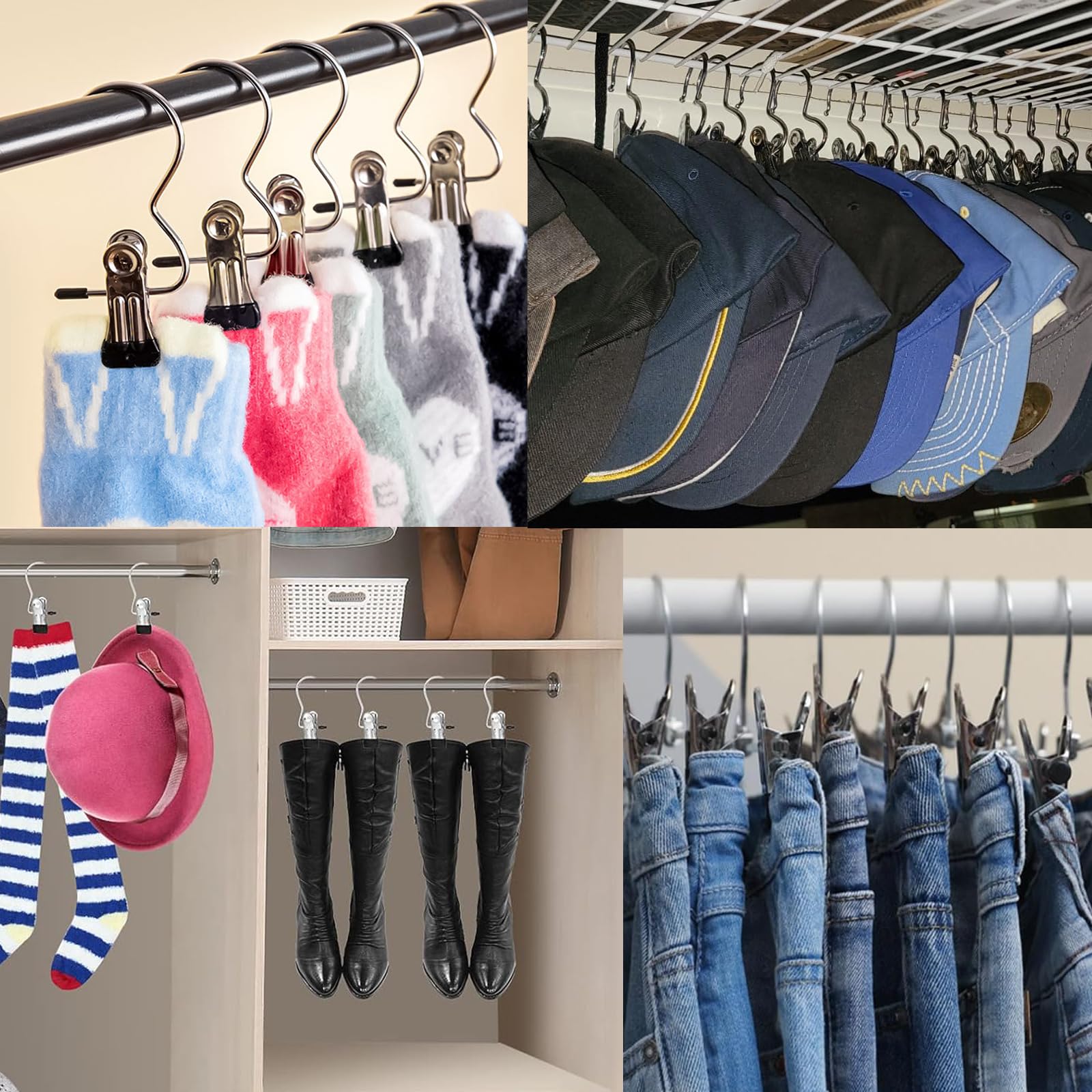 20 Ganci Portaoggetti In Acciaio Inox Con Molletta – Multiuso Per Calzini, Asciugamani, Scarpe E Cappelli