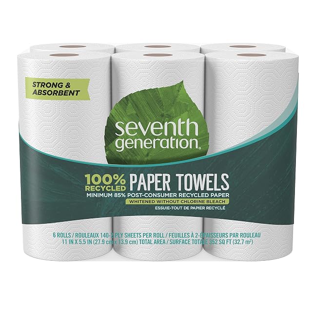 Seventh Generation 100 Recycled Paper Towels 2 Ply 140 Sheets 6 Rolls